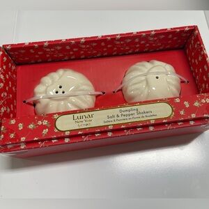 Lunar New Year Dumpling Ceramic Salt & Pepper Shakers NWT